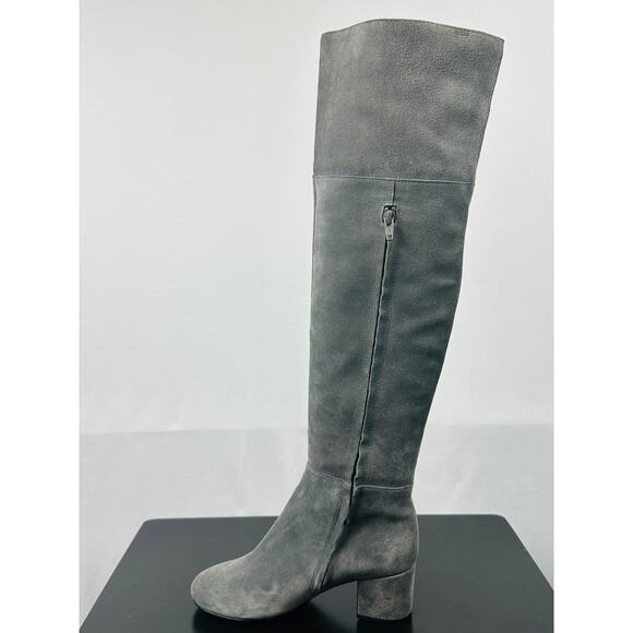 Clarks Women's Barley Rae Gray Suede Block Heel Over The Knee Boots Size 5 - Picture 9 of 12